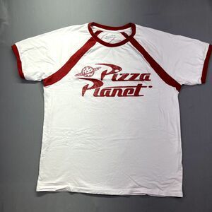 Disney Pixar Toy Story Pizza Planet One Universe T-shirt L White Red Organic Ctn